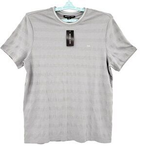NWT Michael Kors Men's Striped Short Sleeve‎ Crew Neck Grey T-shirt Size L